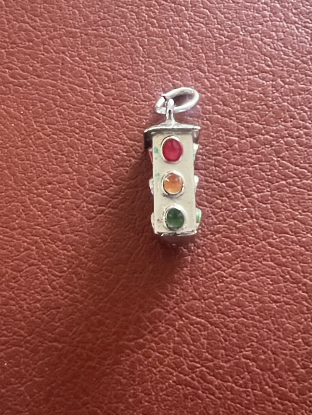 Vintage 3D traffic light charm sterling silver as is